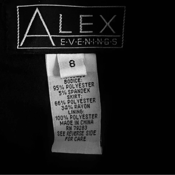 Alex Evenings Black Gray Floral Skirted Gown 8 - Picture 7 of 8